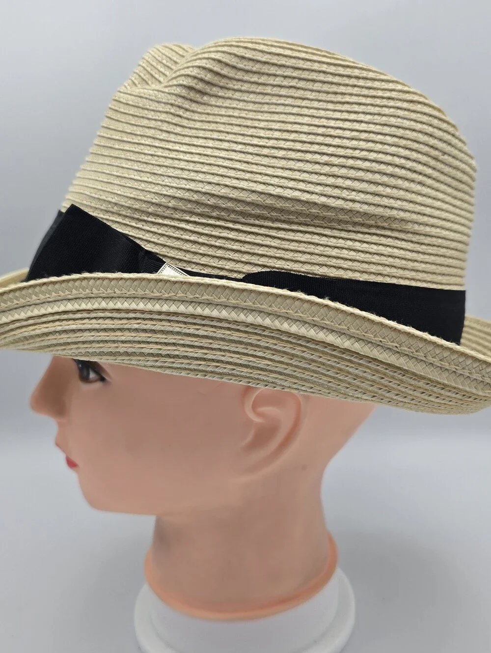 Milani Straw Tan Trilby Fedora Hat Size M-L